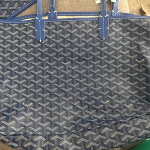 Goyard Navy and White Chevron Tote